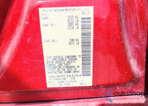 2015 Nissan Altima 2.5 Sl z USA, uszkodzony, nr VIN 1N4AL3AP2FC143764